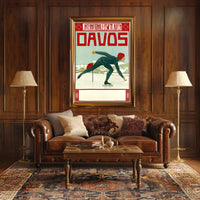 Vintage Davos Ice Skating Event Sports Poster PosterGoat