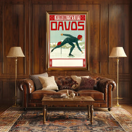 Vintage Davos Ice Skating Event Sports Poster PosterGoat
