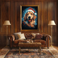 Golden Retriever Christmas Poster: Festive Holiday Decor