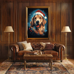 Golden Retriever Christmas Poster: Festive Holiday Decor