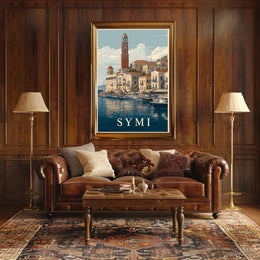 Symi Harbor Illustration Poster