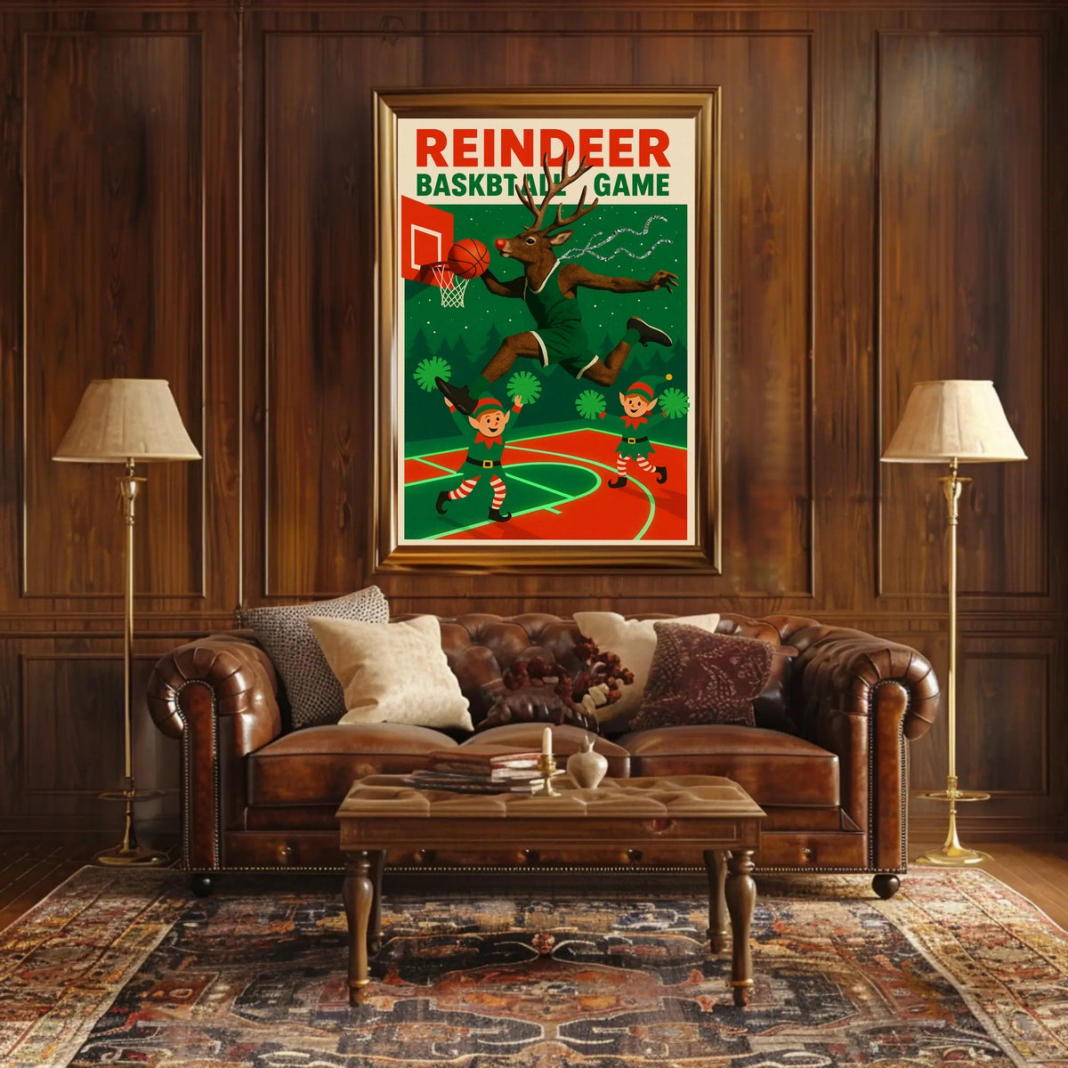 Reindeer Basketball Game Poster