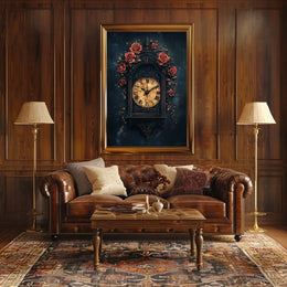 Timeless Vintage Clock with Roses Cultural or Heritage Poster
