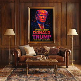 Trump Modern Resolve Neon Futurism Poster