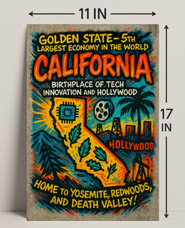 California Vintage Travel Poster Wall Art PosterGoat