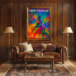 Fayetteville North Carolina Scenic Travel Art Realism Digital Painting Vibrant Heritage Souvenir Wall Decor Poster