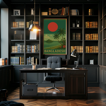 Bangladesh Tropical Landscape Vintage Travel Poster