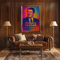 Ronald Reagan 40th President of the United States Neon Gradient Overlay Poster