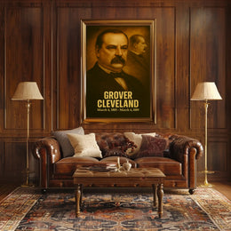 Grover Cleveland Vintage Presidential Poster Analog Film Aesthetic Portrait Wall Art Historical