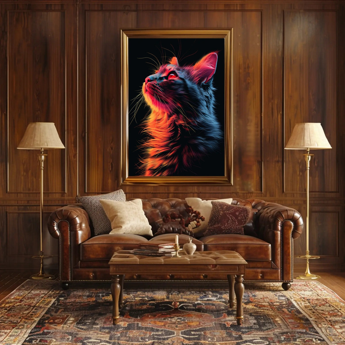 Neon Cat Portrait Poster