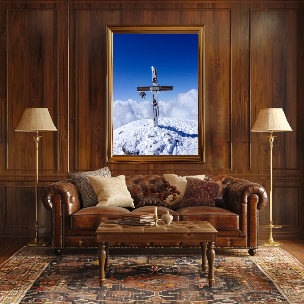 Cross On A Snowy Peak Poster
