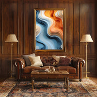 Stylized Abstract Landscape with Layered Wavy Patterns Poster