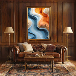 Stylized Abstract Landscape with Layered Wavy Patterns Poster
