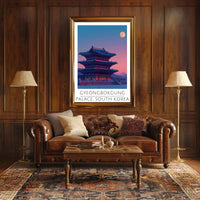 Gyeongbokgung Palace under Full Moon Cultural Poster