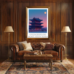 Gyeongbokgung Palace under Full Moon Cultural Poster