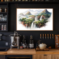 Majestic Waterfalls and Mountains Poster