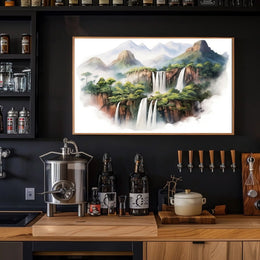 Majestic Waterfalls and Mountains Poster