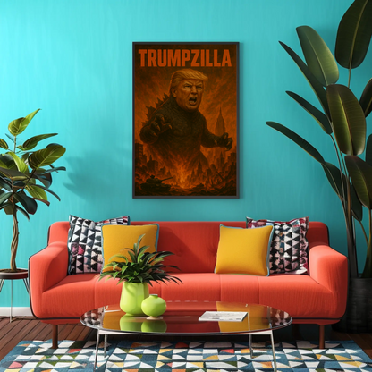 Trumpzilla Parody Vintage Travel Poster Funny Political Art