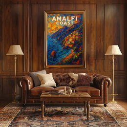 Amalfi Coast Poster Wall Art Print 18x24 Coastal Decor