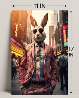 Stylish Rabbit In The City Poster