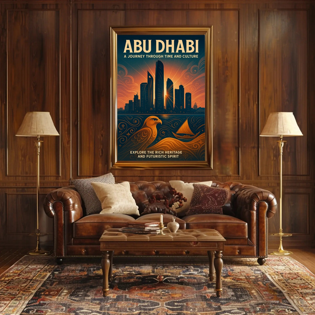 Abu Dhabi Skyline Art Futuristic Cityscape Travel Poster