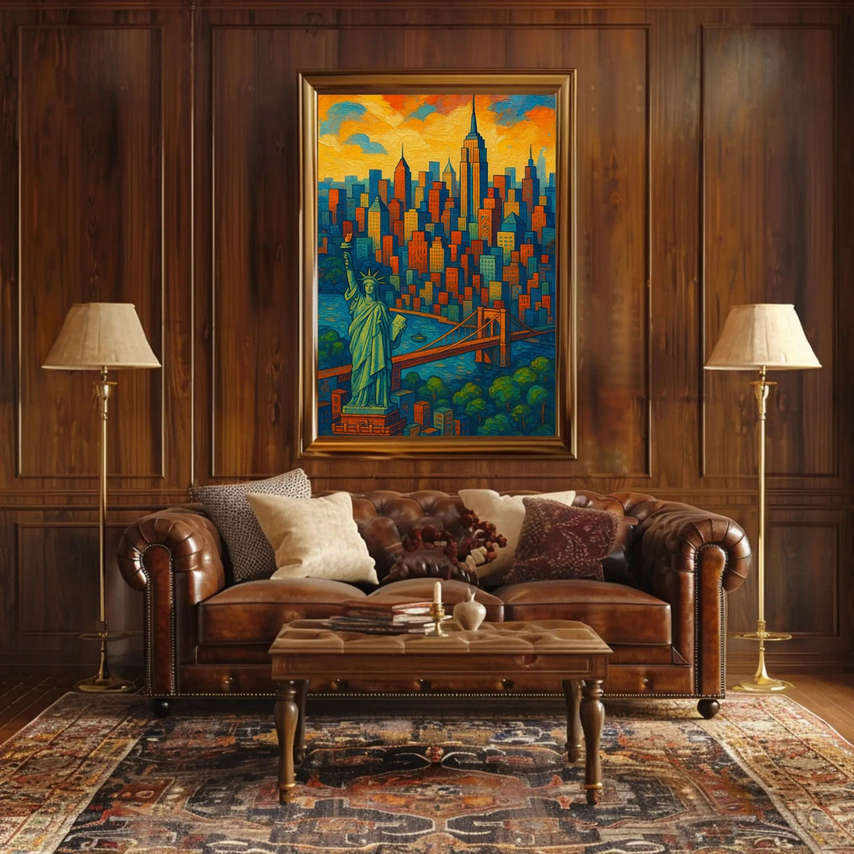 New York City Skyline Poster Vibrant Modern Wall Art
