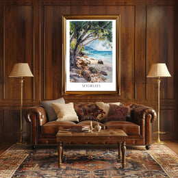 Secluded Seychelles Beach Scenery Travel Poster PosterGoat