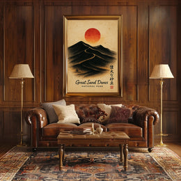 Great Sand Dunes Art with Vintage Japanese Style - National Park Poster
