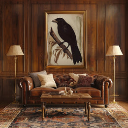 Raven on a Branch Wildlife Art Animal Poster PosterGoat