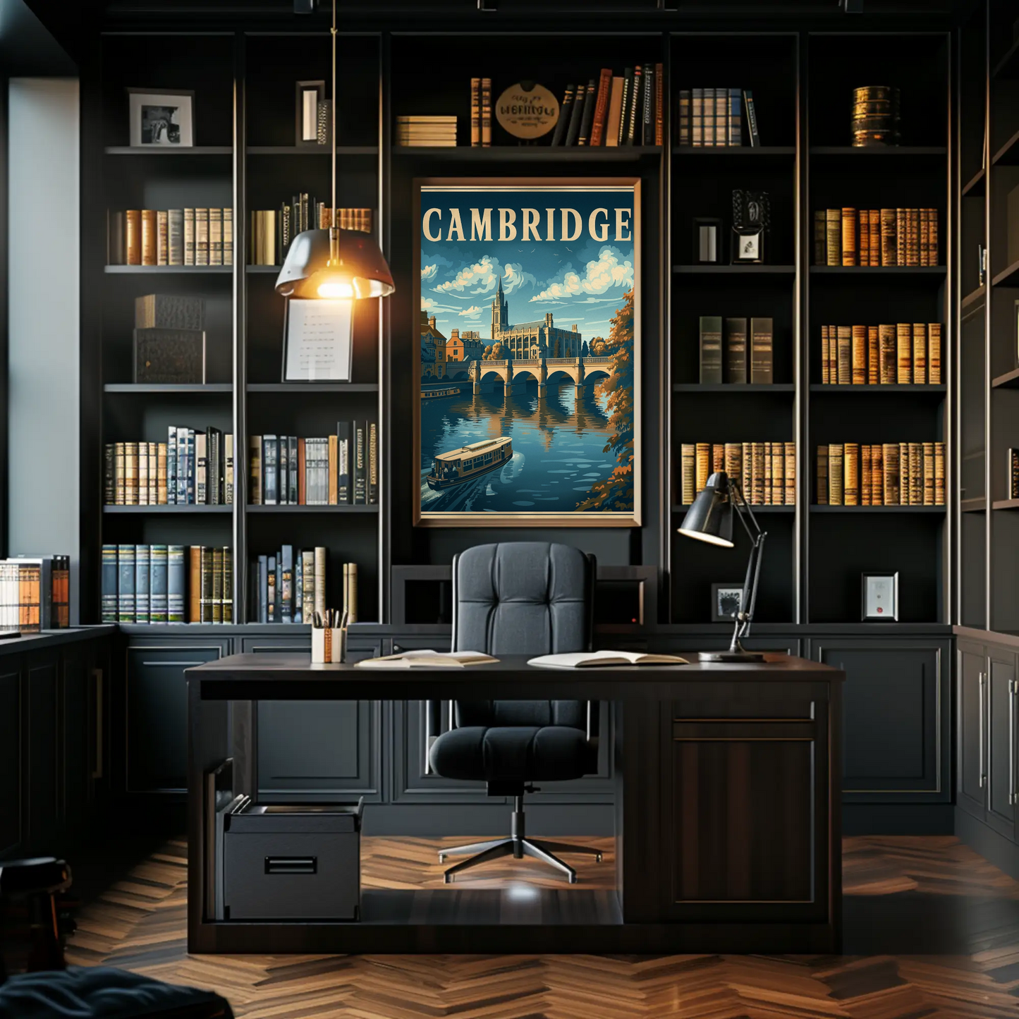 Cambridge England Bridge River Cathedral Travel Poster