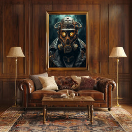 Steampunk Gas Mask Dystopian Futuristic Sci-Fi Poster