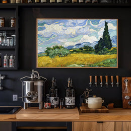 Wheat Field with Cypresses Poster