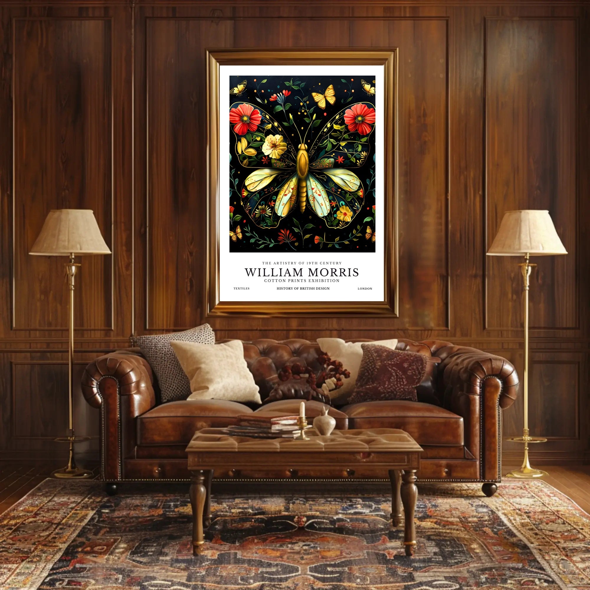 William Morris Butterfly Design Artistic Poster