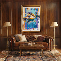 Vibrant Sea Turtle Art Print Poster for Home Decor PosterGoat