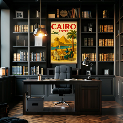 Cairo Egypt Pyramids Sphinx Vintage Culture Travel Poster
