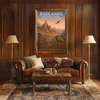 Badlands National Park Vintage Wildlife Art Poster