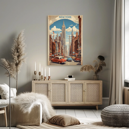 New York City Empire Street View Vintage Travel Poster