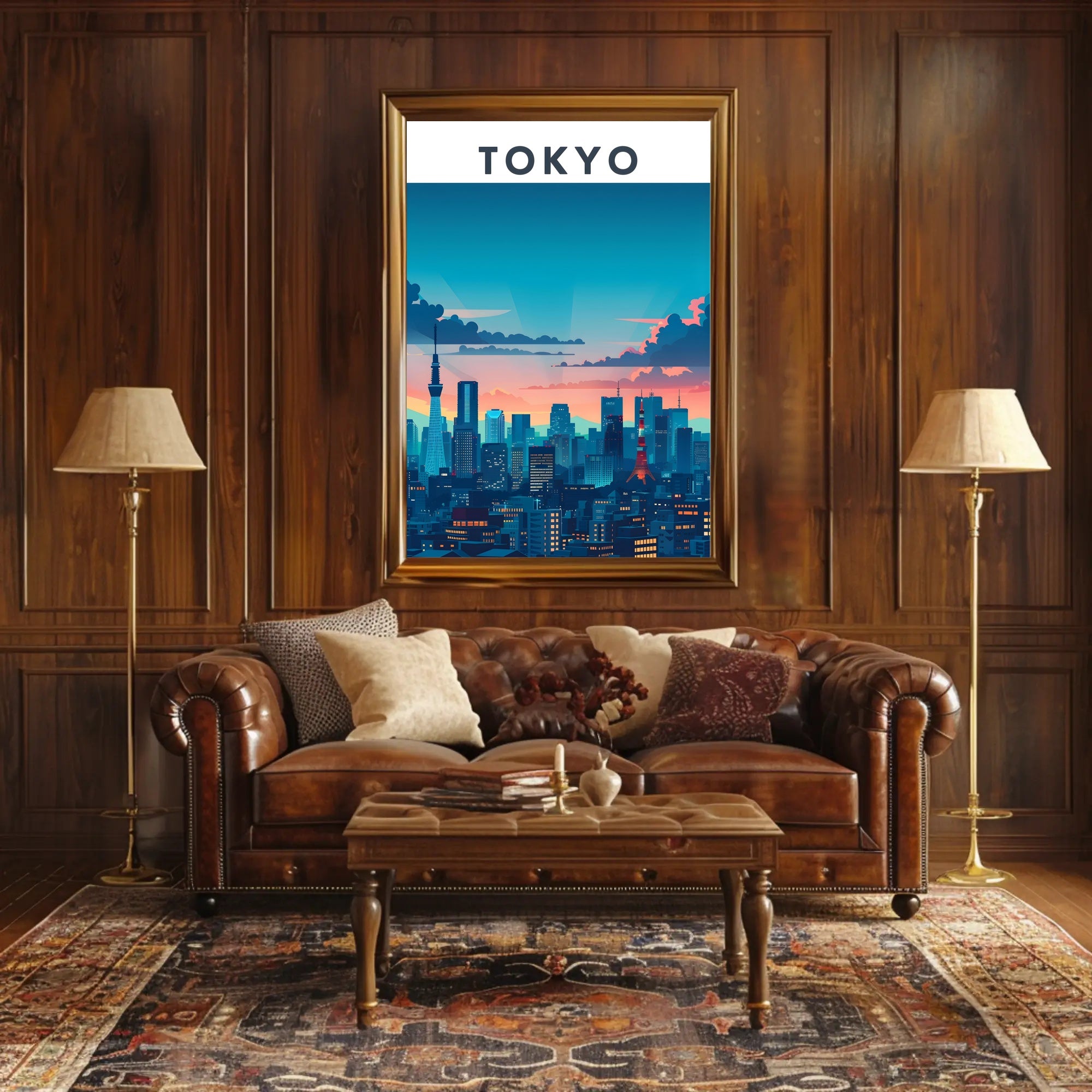 Tokyo Skyline at Sunset Travel Poster