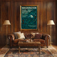 Washington Landmarks Modern Travel Poster