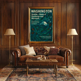 Washington Landmarks Modern Travel Poster