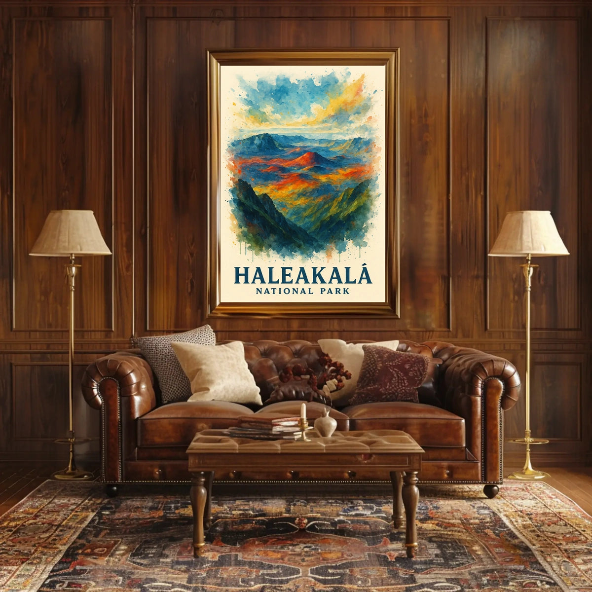 Haleakalā National Park Vibrant Landscape Watercolor Poster