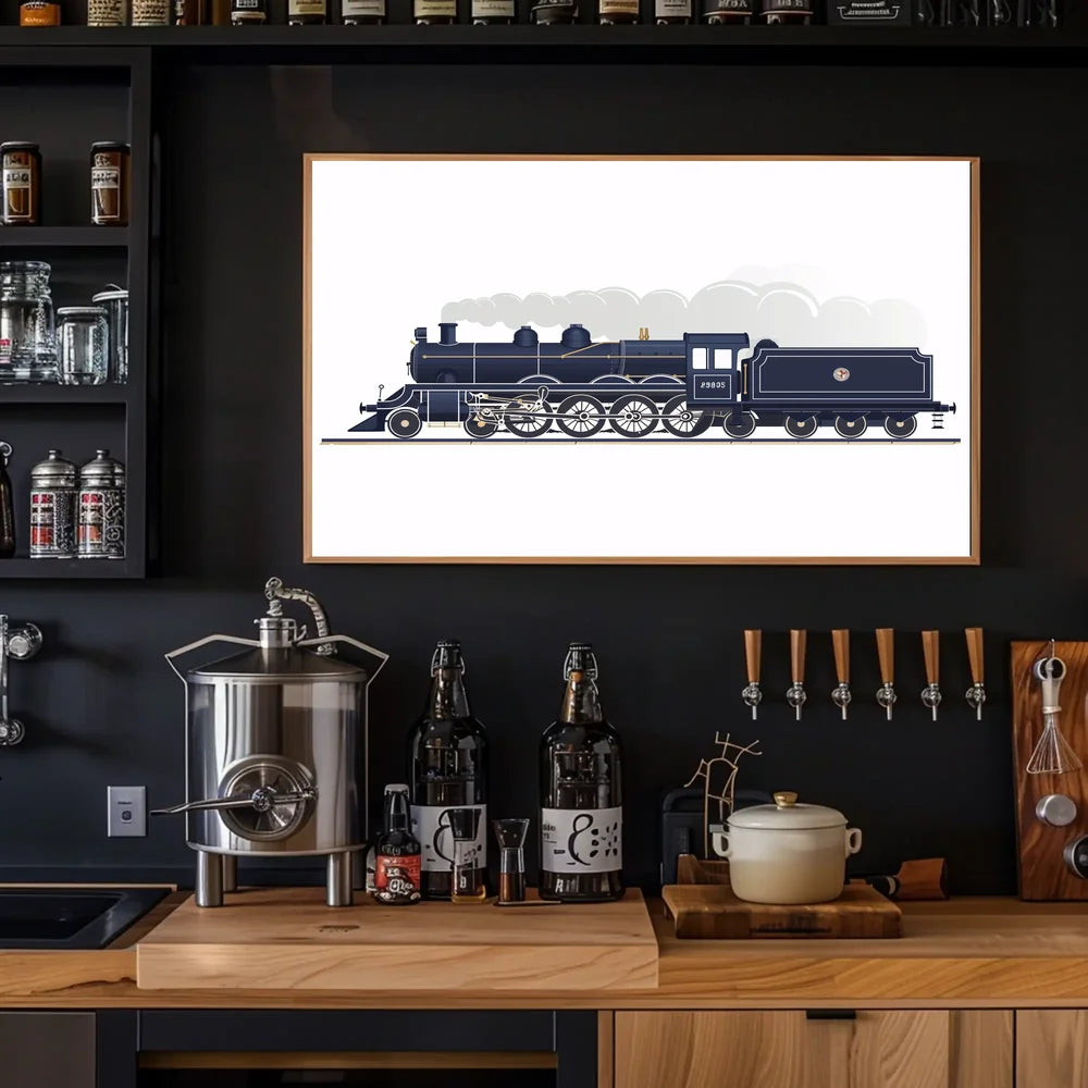 Vintage Steam Locomotive Poster: Classic Rail Elegance