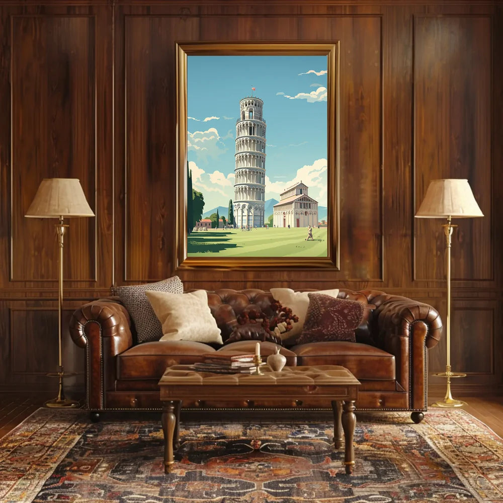 Leaning Tower of Pisa Vintage Travel Poster Art