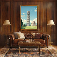 Leaning Tower of Pisa Vintage Travel Poster Art