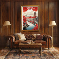 Fukuoka Cityscape Art Print Japanese Travel Poster
