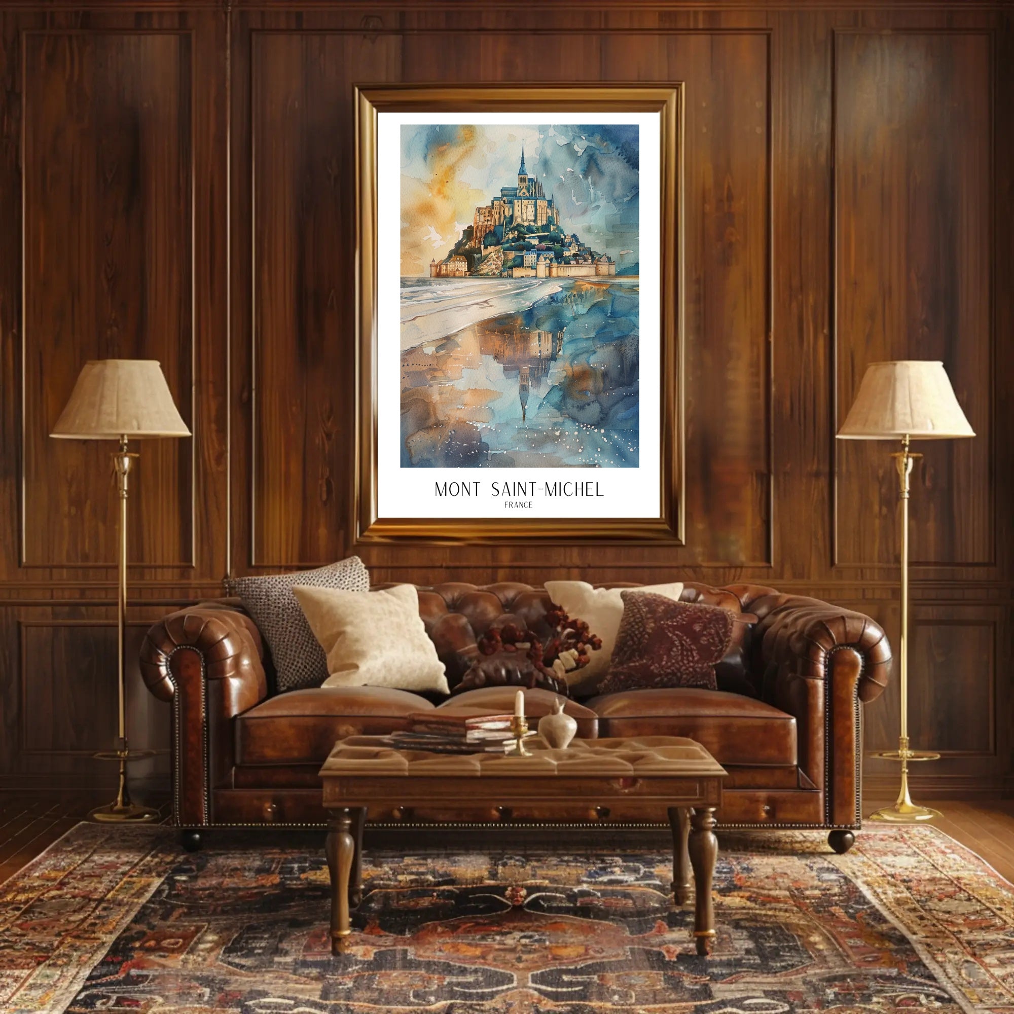 Mont Saint-Michel Watercolor Art: Travel Poster PosterGoat