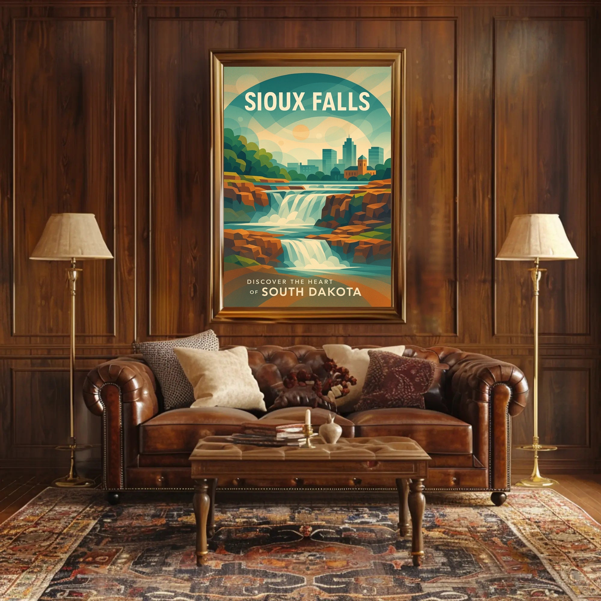 Sioux Falls Travel Adventure Art Poster PosterGoat