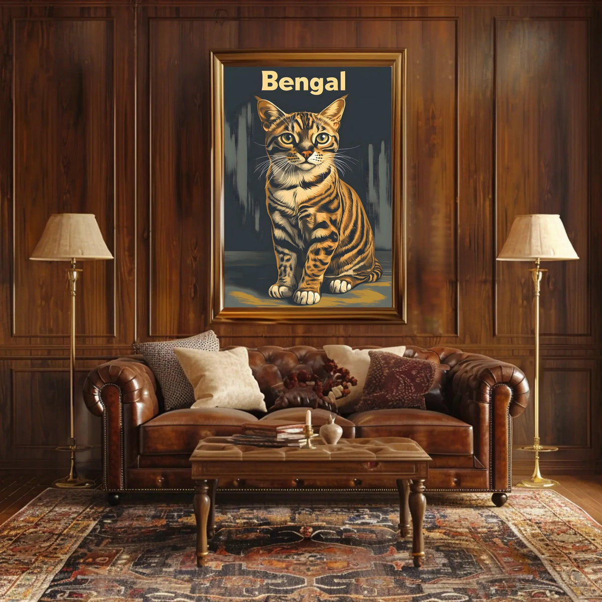 Bengal Cat Poster Digital Painting Artwork For Home Poster