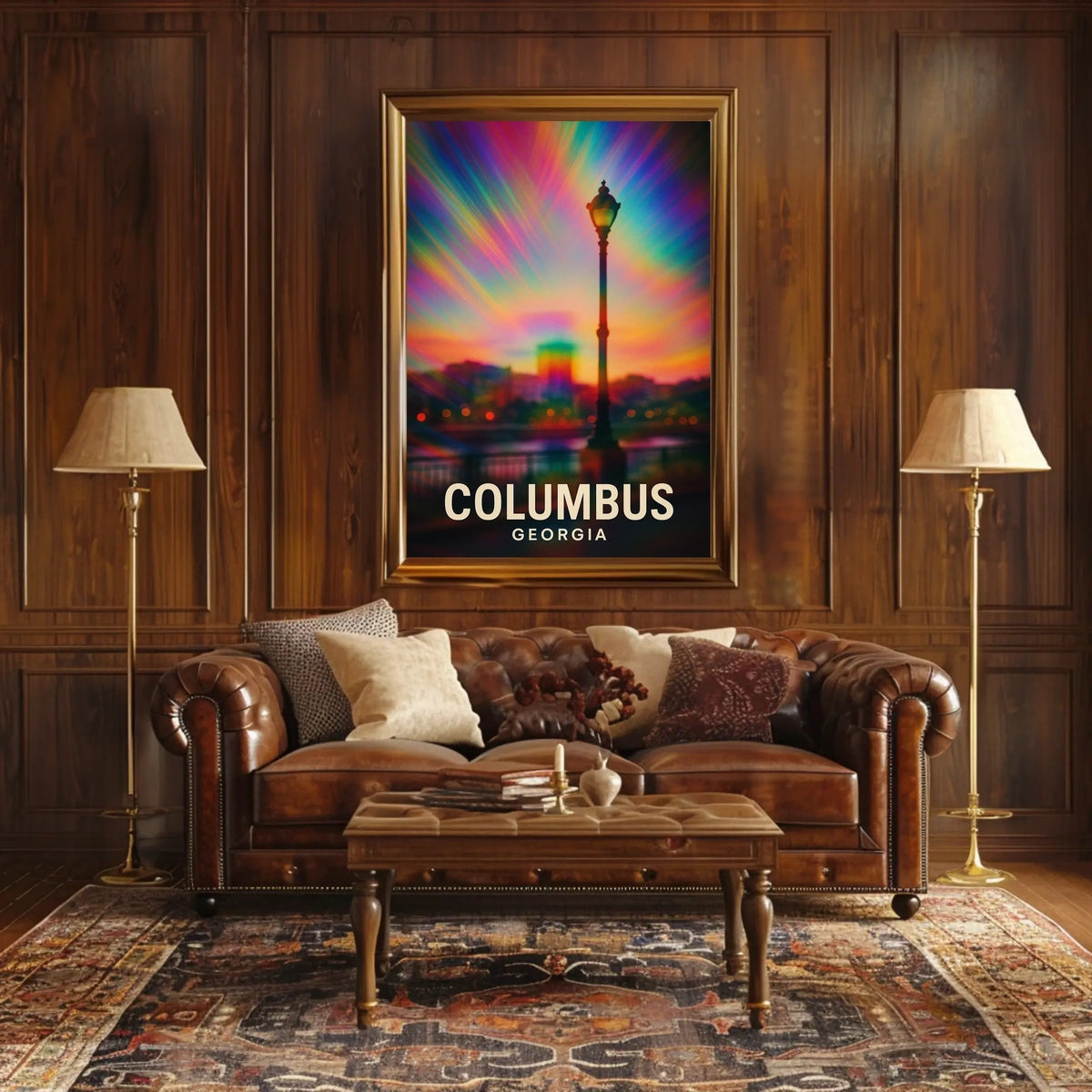 Columbus Georgia Vibrant View Travel Cityscape Impressionism Digital Painting Decor Poster