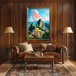 Machu Picchu Majesty: Geometric Travel Poster
